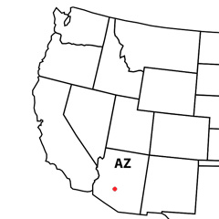 The location of Phoenix in the US state of Arizona